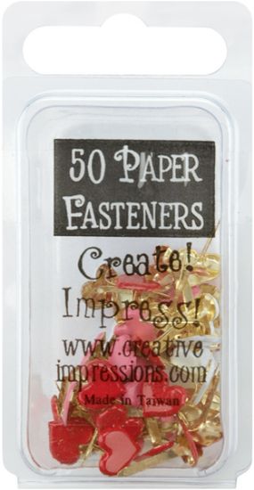 Picture of Painted Metal Paper Fasteners 50/Pkg Hearts - Red, White & Pink