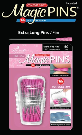 Picture of Taylor Seville Magic Pins - Extra Long Fine Pink 50/Pkg