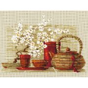 Picture of Tea Counted Cross Stitch Kit 11.75"X9.5" 14 Count