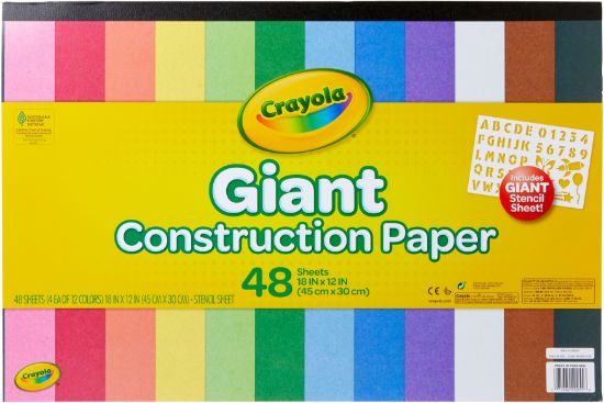 Picture of Crayola Giant Construction Paper Pad 18"X12" 48 Sheets W/Stencil