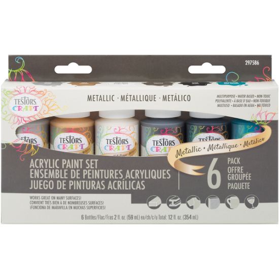Picture of Testors Craft Acrylic Paint Set 6/Pkg Metallic Jewels