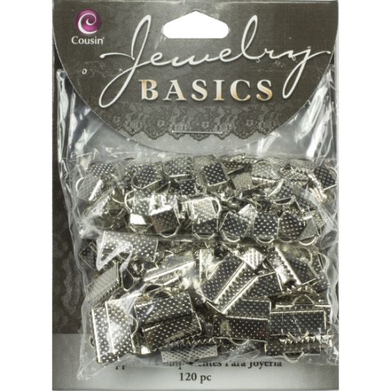 Picture of Jewelry Basics Metal Findings 120/Pkg Silver Ribbon Clamp Ends