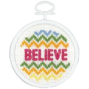 Picture of Believe Mini Counted Cross Stitch Kit 2.5" Round 18 Count