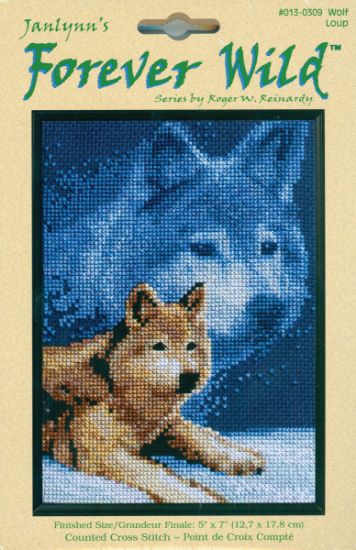 Picture of Forever Wild Wolf Mini Counted Cross Stitch Kit 5"X7" 14 Count