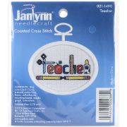 Picture of Teacher Mini Counted Cross Stitch Kit 2.75" Oval 18 Count