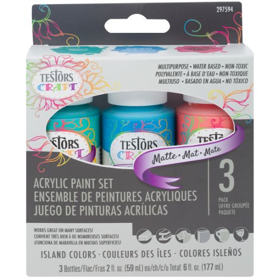 Picture of Testors Craft Acrylic Paint Set 3/Pkg Island Colors Matte