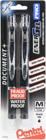 Picture of Pentel EnerGel PRO Permenant Gel Pen .7mm 2/Pkg Black