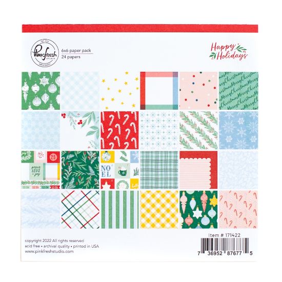Picture of PinkFresh Studio Double-Sided Paper Pack 6"X6" 24/Pkg-Happy Holidays