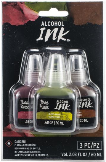 Picture of Brea Reese Alcohol Inks 20ml 3/Pkg Crimson/Olive Green/Brown