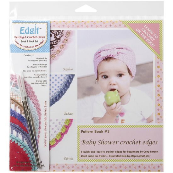 Picture of Edgit Piercing Crochet Hook & Book Set Baby Shower Crochet Edges
