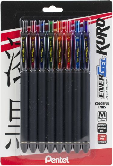 Picture of Pentel EnerGel Kuro Liquid Gel Pen .7mm 8/Pkg-Assorted Colors
