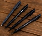Picture of Pentel Arts Sign Pen W/Fiber Tip Variety Pack 4/Pkg Assorted Nibs - Black Ink