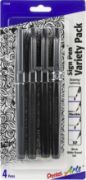 Picture of Pentel Arts Sign Pen W/Fiber Tip Variety Pack 4/Pkg Assorted Nibs - Black Ink