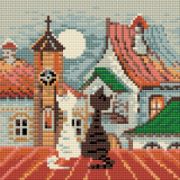 Picture of RIOLIS Diamond Mosaic Embroidery Kit 7.75"X7.75" City & Cats Spring