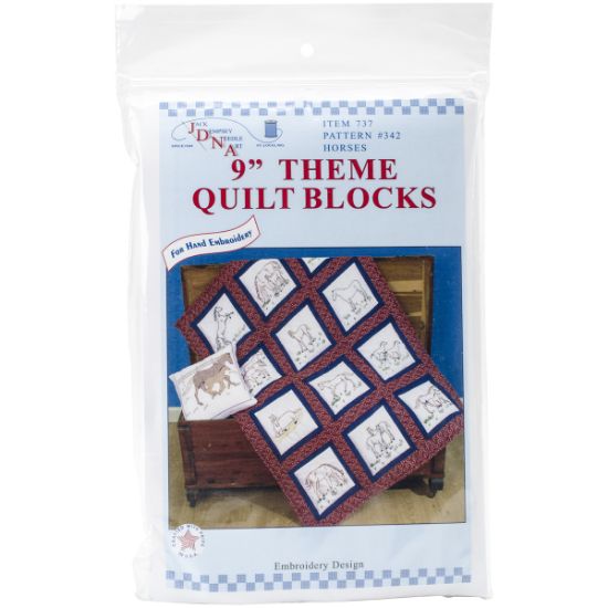 Picture of Themed Stamped White Quilt Blocks 9"X9" 12/Pkg Horses