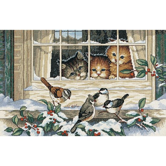 Picture of Three Bird Watchers Counted Cross Stitch Kit 14"X9" 18 Count