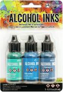 Picture of Tim Holtz Alcohol Ink .5oz 3/Pkg Teal/Blue Spectrum