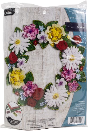 Picture of Bucilla Felt Wreath Applique Kit 17" Round Spring Wreath