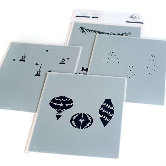 Picture of Pinkfresh Studio Stencils 4.25"X5.25" 4/Pkg-Holiday Ornaments Layering
