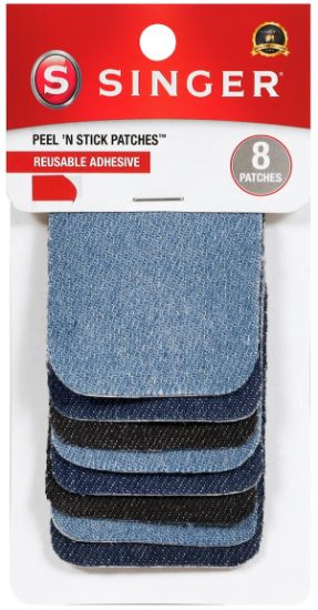 Picture of Peel N Stick Reusable Patches 3"X2" 8/Pkg Assorted Denim