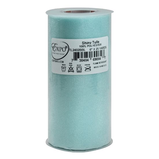 Picture of Shiny Tulle 6" Wide 25yd Spool Baby Blue