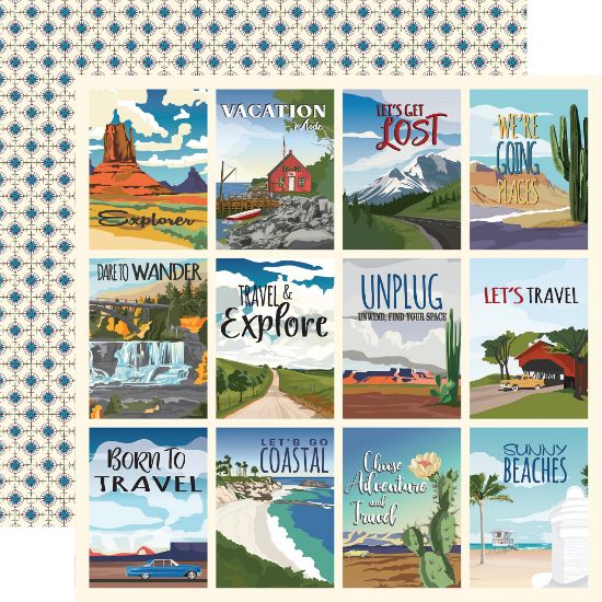 Picture of Road Trip Double-Sided Cardstock 12"X12"-3"X4" Journaling Cards
