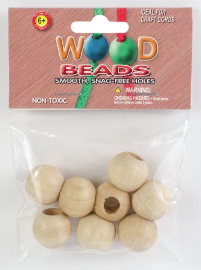 Picture of Round Wood Beads 20mm 8/Pkg Natural