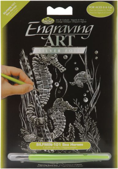Picture of Silver Foil Engraving Art Mini Kit 5"X7" Sea Horses