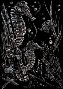 Picture of Silver Foil Engraving Art Mini Kit 5"X7" Sea Horses