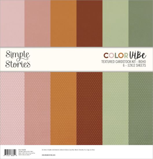 Picture of Simple Stories Color Vibe Textured Cardstock Kit 12"X12"-Boho