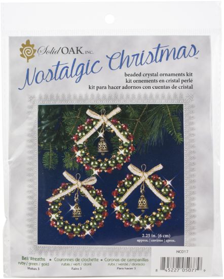 Picture of Nostalgic Christmas Beaded Crystal Ornament Kit Ruby, Green & Gold Bell Wreaths