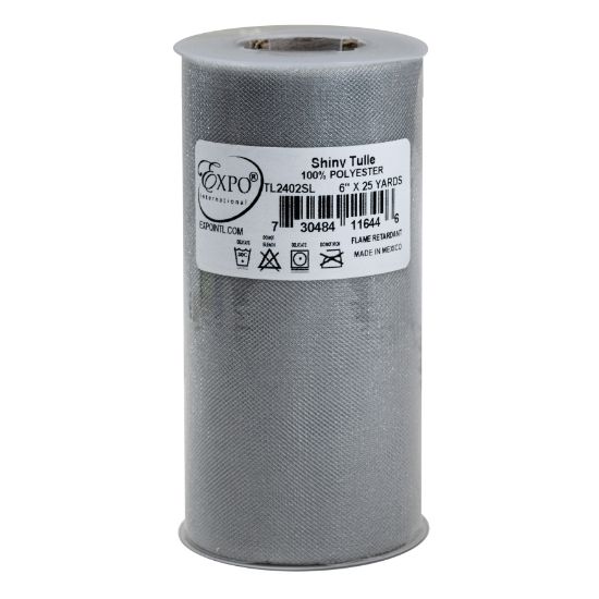 Picture of Shiny Tulle 6" Wide 25yd Spool Silver