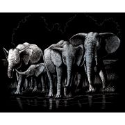 Picture of Silver Foil Engraving Art Kit 8"X10" Elephant Herd