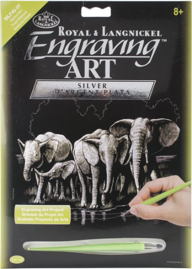 Picture of Silver Foil Engraving Art Kit 8"X10" Elephant Herd
