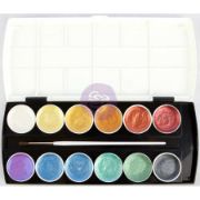 Picture of Prima Marketing Metallic Accents Semi-Watercolor Paint Set 12 Cakes & Brush