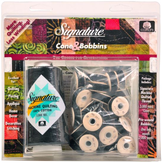 Picture of Signature Machine Quilting Cone & M Style Bobbin Pack-Black