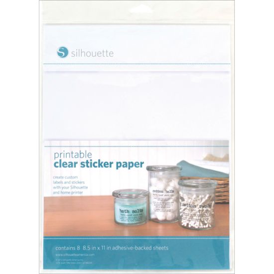Picture of Silhouette Printable Sticker Paper 8.5"X11" 8/Pkg Clear