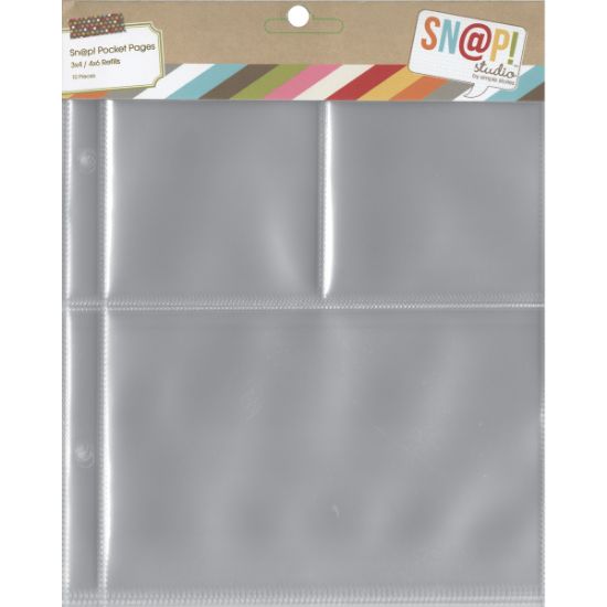 Picture of Sn@p! Pocket Pages For 6"X8" Binders 10/Pkg (1) 4"X6" & (2) 3"X4" Pockets