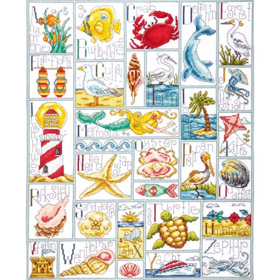 Picture of Ocean ABC Counted Cross Stitch Kit 16"X20" 14 Count