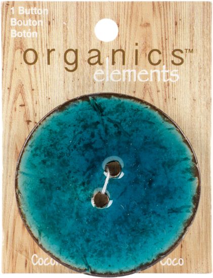 Picture of Organic Elements-Coconut Buttons 2-1/2" 1/Pkg Turquoise