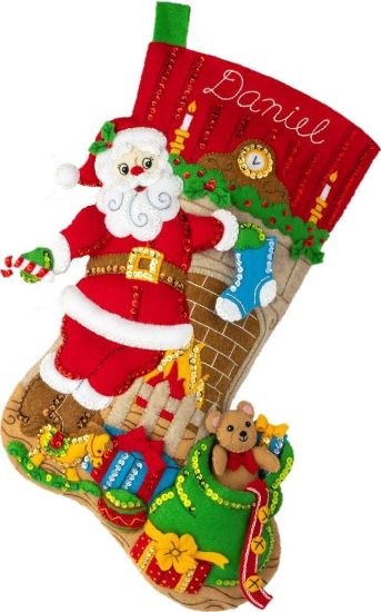 Picture of Bucilla Felt Stocking Applique Kit 18" Long Toys From Santa