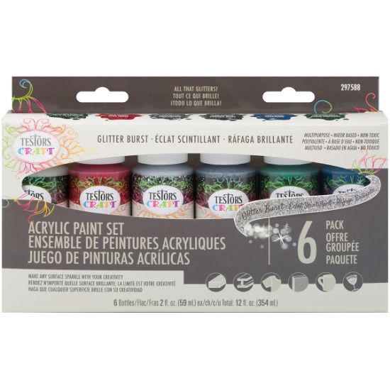 Picture of Testors Craft Acrylic Paint Set 6/Pkg Glitter Burst