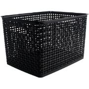 Picture of Weave Design Plastic Bin Large Black, 13.75"L X 10.5"W X 8.75"H