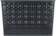 Picture of Weave Design Plastic Bin Large Black, 13.75"L X 10.5"W X 8.75"H