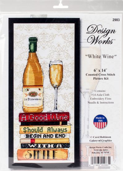 Picture of White Wine Counted Cross Stitch Kit 6"X14" 14 Count