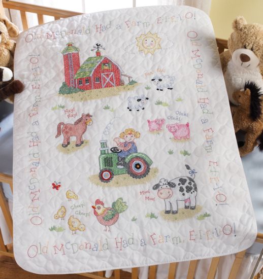 Picture of On The Farm Crib Cover Stamped Cross Stitch Kit 34"X43"