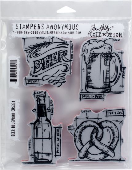 Picture of Tim Holtz Cling Stamps 7"X8.5" Beer Blueprint