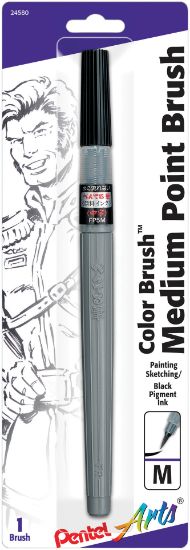 Picture of Pentel Arts Color Brush Pen Medium Tip, Black Pigment Ink