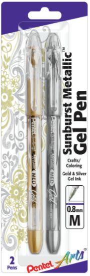 Picture of Pentel Sunburst Metallic Gel Pens .8mm 2/Pkg Gold & Silver