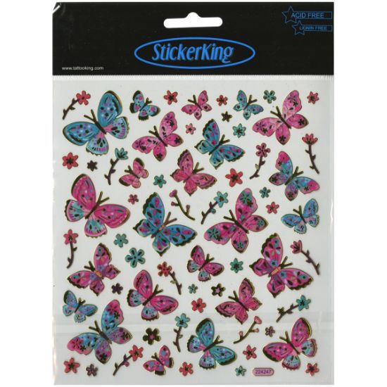 Picture of Multicolored Stickers Pink & Aqua Butterflies